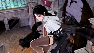 Dieses Mal mit einem niedlichen Haarband: Schwarze Katze: